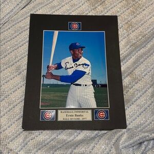 Ernie Banks signed photo matted Chicago Cubs